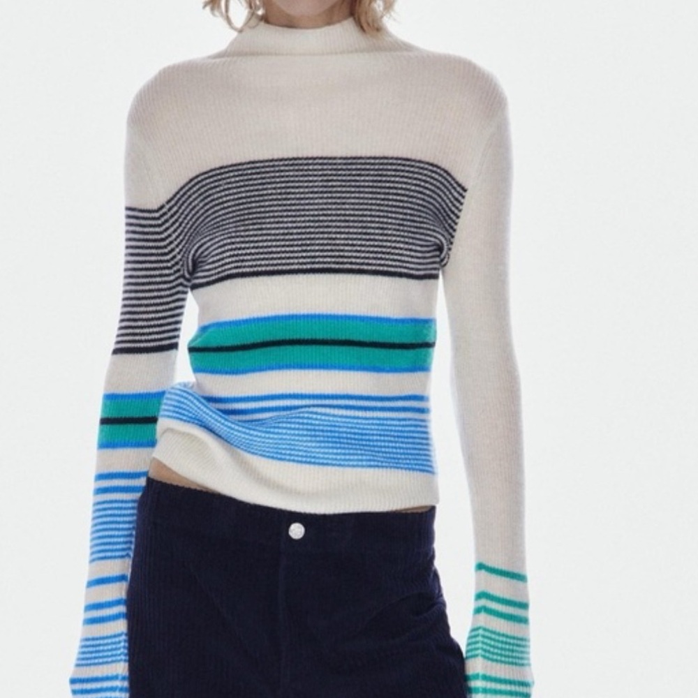 Zara Multicolor Striped Turtleneck Sweater